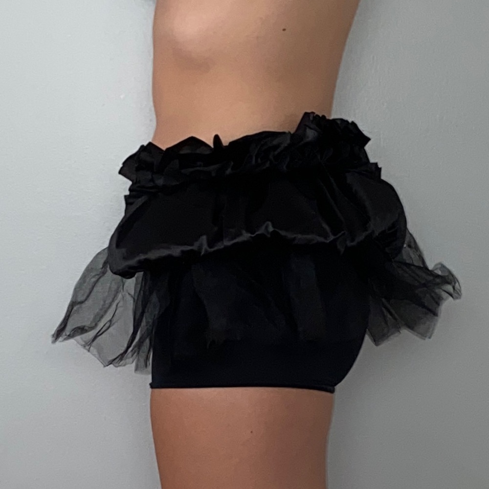 black dance shorts with side tutu